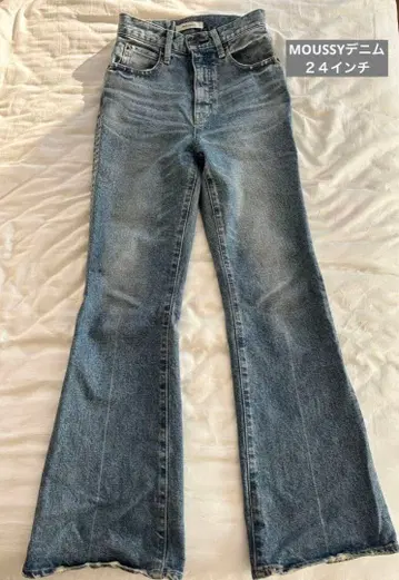 MOUSSY MVS 플레어 부츠컷 하이웨스트 24 블루 마우지