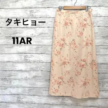 [타키효] 롱 스커트 (11AR) 플로럴 패턴 핑크 고급