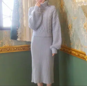 MIIA 미아 니트 원피스 블루