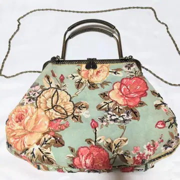 레트로 꽃무늬 비즈 자수 핸드백