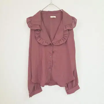 mystic 프릴 블라우스 F 사이즈 와인 레드 긴팔 여성용