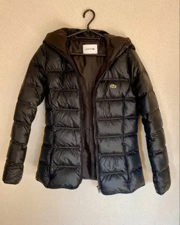 LACOSTE 후드 부착 블랙 다운 자켓