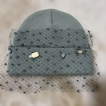 튤 비쥬 장식 니트 모자