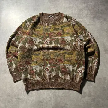 빈티지 올 패턴 레트로 기하학 무늬 아트 패턴 니트 스웨터