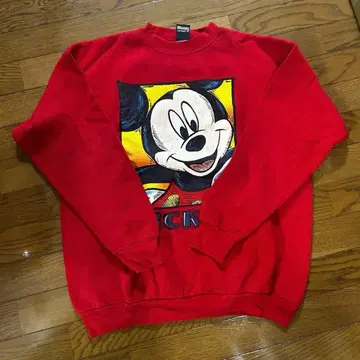 미키마우스 프린트 빨간색 크루넥 맨투맨 빈티지 vintage