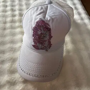 대형 세일 화이트 라메 캡 메쉬 백