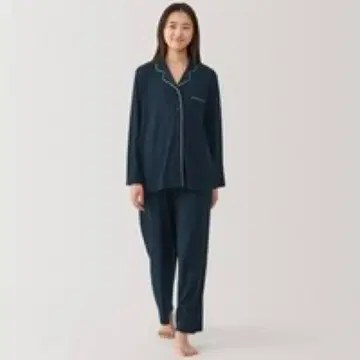 무인양품 파자마 여성 M 겨드랑이에 솔기 없는 레이온 혼방 티셔츠 네이비