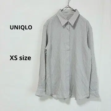 UNIQLO 유니클로 레이온 블라우스 XS 스트라이프 그레이 긴팔 셔츠