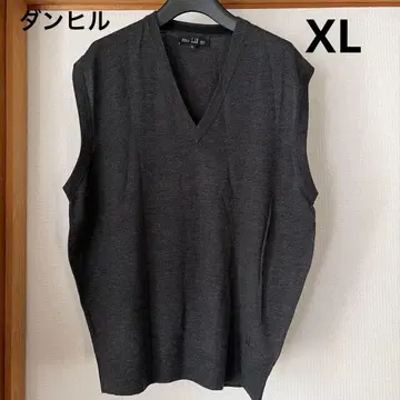 던힐 다크 그레이 V넥 베스트 XL 울 100%