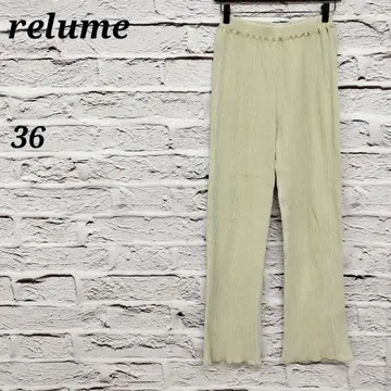 i177 레리움 [ 36 ] 리브 와이드 팬츠 코튼 허리밴딩 베이지