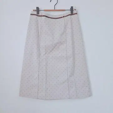 베이지 도트 무늬 타이트 스커트 무릎 아래 여성용