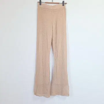 레이스 팬츠 베이지 안감 부착 와이드 프리 내추럴 허리밴딩