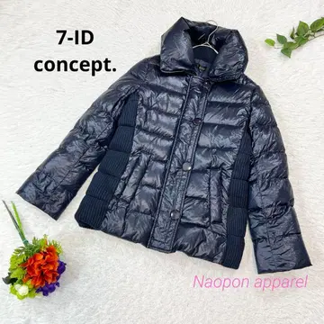 7-ID concept. 페더 다운 자켓 빅 옷깃 M~L 상당 네이비