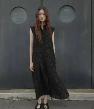 ZARA 프린지 볼륨 미디 기장 원피스 L 사이즈