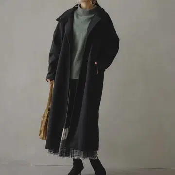 스탠드 하이넥 페이크 울 코트