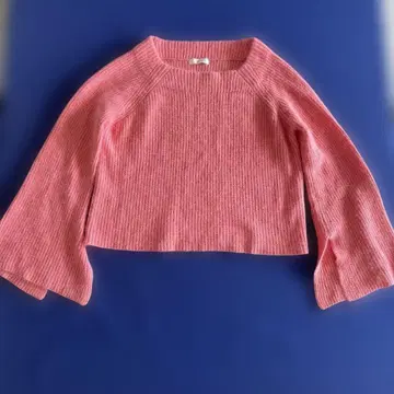 살몬 핑크 리브 래글런 슬리브 스웨터