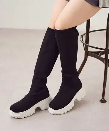 NICE CLAUP 니트 롱 부츠 블랙 23~23.5cm