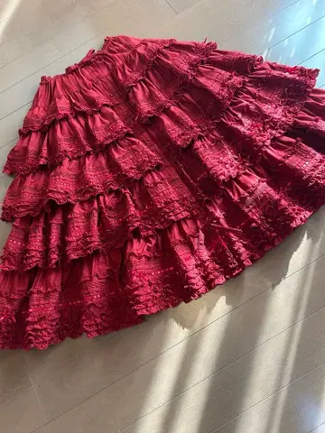 핑크하우스 럭셔리 스커트 레드