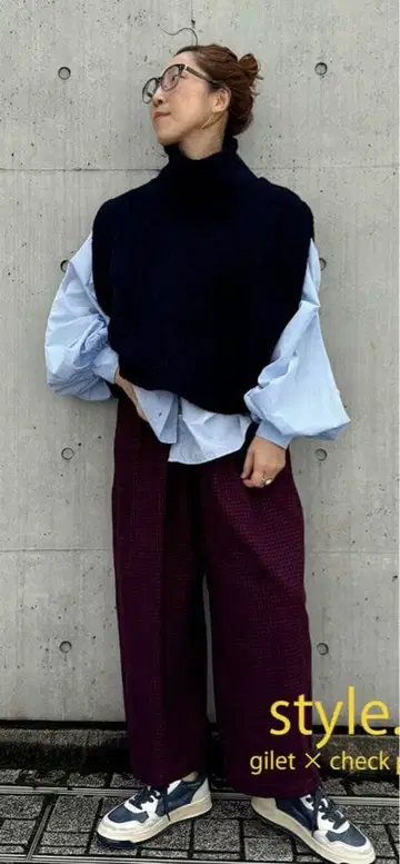 새상품 저널 스탠다드 럭스 울 거즈 체크 이지 팬츠