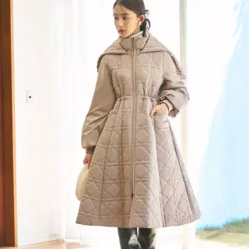 RUIRUE BOUTIQUE 믹스 스티치 후디 패디드 코트