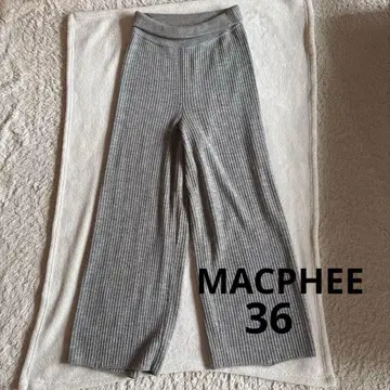 고품질 MACPHEE 리브 니트 팬츠 와이드 울 36호