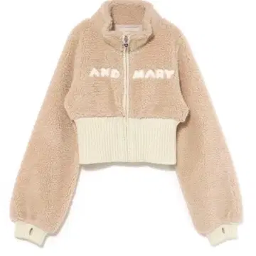 andmary Fluffy zip up jacket beige