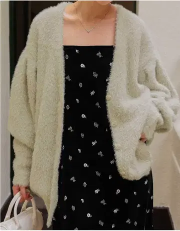 titivate 미니 샤기 니트 가디건