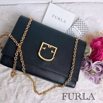 새상품급 FURLA 훌라 2way 체인 숄더백 가죽 블랙