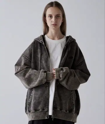 [ CLEL ] 헤비 웨이트 로고 자수 풀 지퍼 후드티