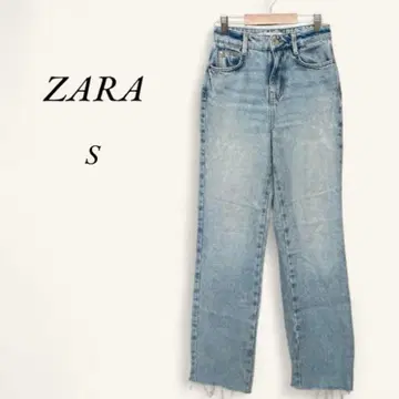 자라 데님 팬츠 청바지 스트레이트 컷오프 라이트 블루 S