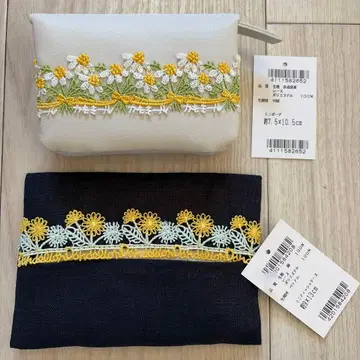 긴자와 레이스 자수 코인 케이스 티슈 케이스 2세트