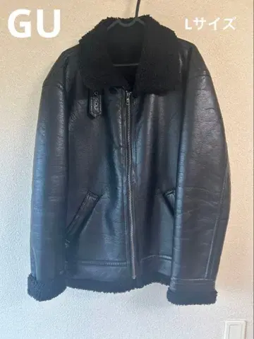보아 카라 블랙 가죽 자켓 인조 가죽 GU 구제 빈티지 블루종