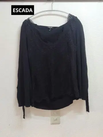 ESCADA 블랙 레이스 긴팔 셔츠 40[FF]