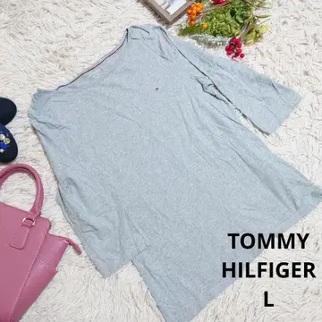 새상품급 TOMMY HILFIGER 티셔츠 (L) 그레이/7부 소매