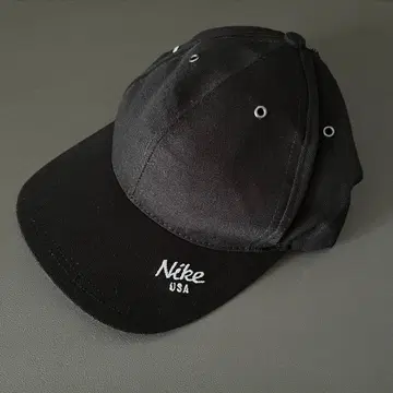 90s NIKE USA 화이트 택 사이드 스우시 자수 로고 6 패널 캡