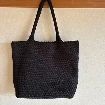 블랙 뜨개질 토트백