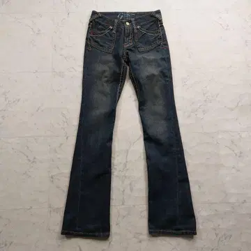 archive 00s y2k 로우라이즈 플레어 데님 27 굵은 스티치