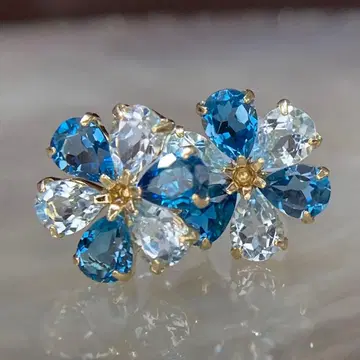 [ 미사용 새상품 ] k10 천연 런던 블루 토파즈 귀걸이