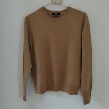 유니클로 100% 캐시미어 스웨터 긴팔 니트 스웨터 카멜 계열