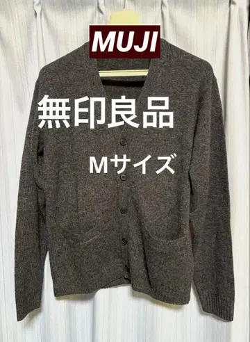 무인 세탁 가능한 울 미들 게이지 V넥 가디건 남성용 M 사이즈