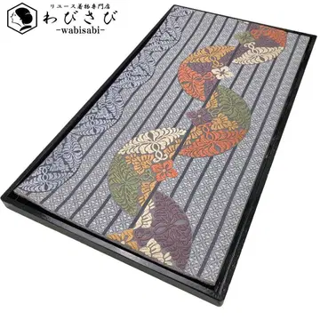 후쿠로 오비 당직 세로 줄무늬에 꽃무늬 옅은 둔색 O-5704