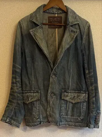TMT 데님 테일러드 자켓 중고 하드 에이징 가공 레어 턱시도