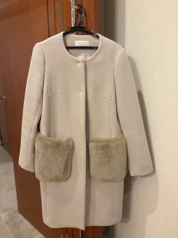 [ 새상품급 ] M-PREMIER 울 롱 코트 포켓 퍼 34