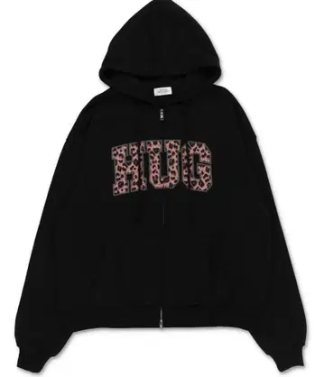 SPINNS 지퍼 후드티 레오파드 무늬 로고