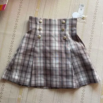 레이디 아젤 체크 무늬 플리츠 스커트