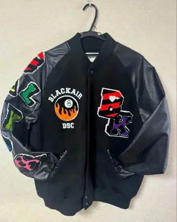 Black air 8 볼 바시티 자켓 가죽