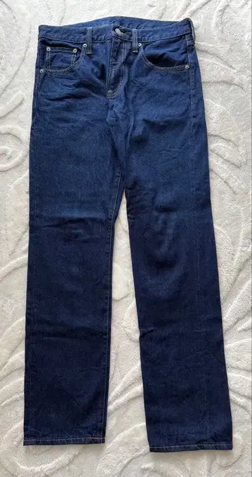 스트레이트 데님 블루 허리 82cm 장신 다크 블루 데님