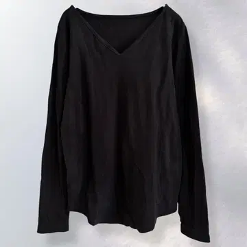 안티카 긴팔 티셔츠 면 100% V넥 심플 무지 M [ 960