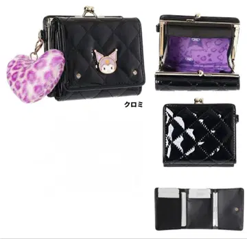 쿠로미 금속 장식 지갑 에나멜 퀼트 표범 무늬 참 포함