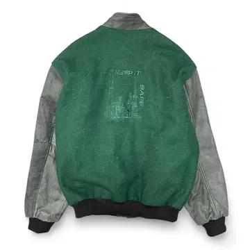 90S 캐나다제 온타리오주 오크빌 제유소 소매 가죽 스타디움 자켓